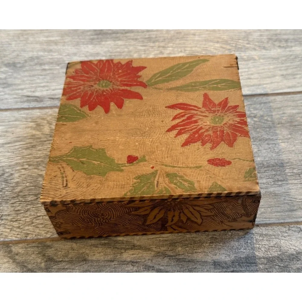 Antique Wizard Box L.F. Grammes Original Pyrography Box 1900s Trinket Vintage